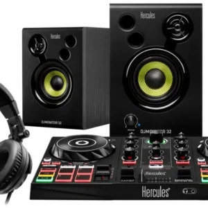 ערכת Dj למתחילים הכוללת אזניות, נגן וזוג רמקולים