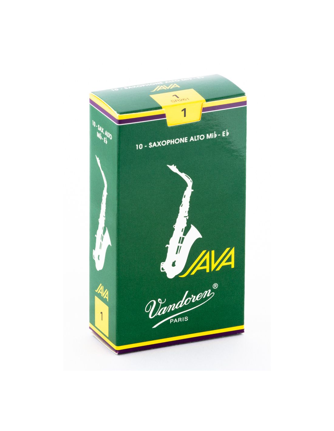עלים לסקסופון אלט ירוק Java מספר 1.0 - 10 בקופסא Vandoren SR261 2 עלים לסקסופון אלט ירוק Java מספר 1.0 10 בקופסא Vandoren SR261