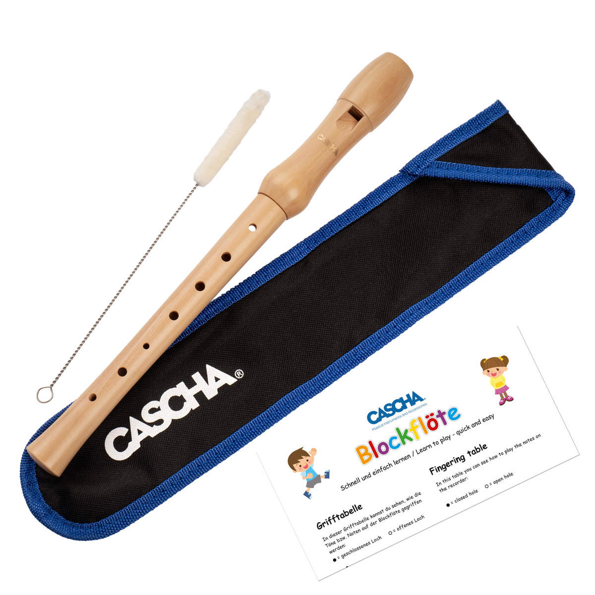 חלילית מעץ סופרן גרמני עם חוברת לימוד ותיק Cascha HH2074 2 חלילית מעץ סופרן גרמני עם חוברת לימוד ותיק Cascha HH2074