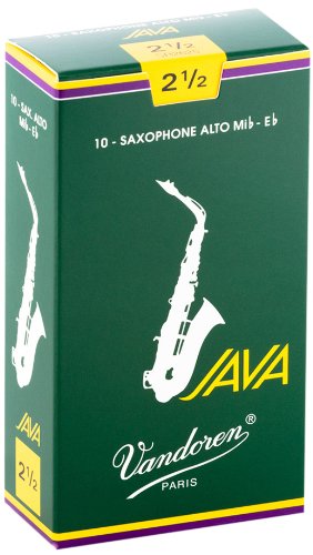 עלים לסקסופון אלט ירוק Java מספר 2.5 - 10 בקופסא Vandoren SR2625 2 עלים לסקסופון אלט ירוק Java מספר 2.5 10 בקופסא Vandoren SR2625
