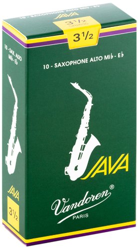עלים לסקסופון אלט ירוק Java מספר 3.5 - 10 בקופסא Vandoren SR2635 2 עלים לסקסופון אלט ירוק Java מספר 3.5 10 בקופסא Vandoren SR2635