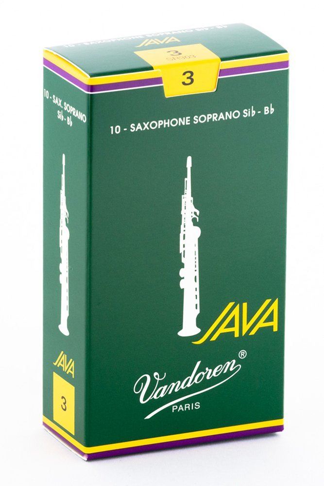 עלים לסקסופון סופרן ירוק Java מספר 3 - 10 בקופסא Vandoren SR303 2 עלים לסקסופון סופרן ירוק Java מספר 3 10 בקופסא Vandoren SR303