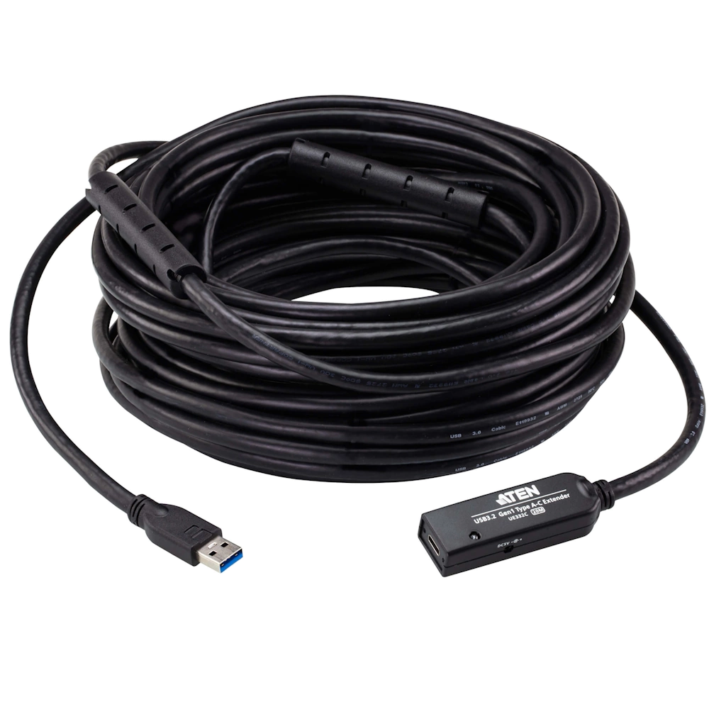 ATEN UE332C כבל אקטיבי באורך 15 מטר USB 3 זכר ל USB-C נקבה כולל ספקי כוח 1 ATEN UE332C כבל אקטיבי באורך 15 מטר USB 3 זכר ל USB C נקבה כולל ספקי כוח