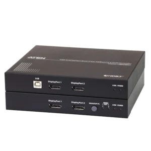 ATEN CE924 מרחיק משדר+מקלט עבור חיבור 2 מסכים עד 100 מטר DP