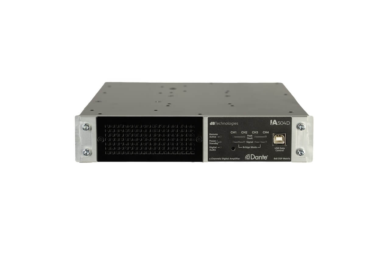 מגבר התקנות דיגיטלי dB Technologies IA504D DSP Dante 125Wx4 2 IA504D front top 11zon.jpg
