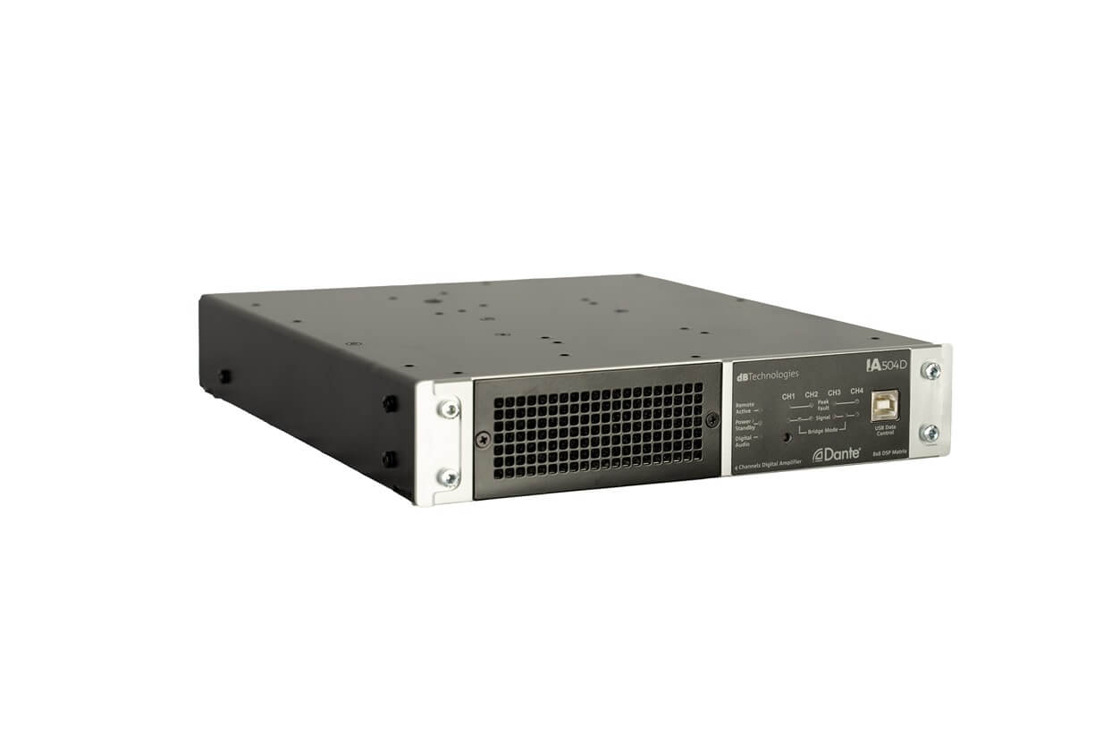 מגבר התקנות דיגיטלי dB Technologies IA504D DSP Dante 125Wx4 3 IA504D threefourths right 11zon.jpg