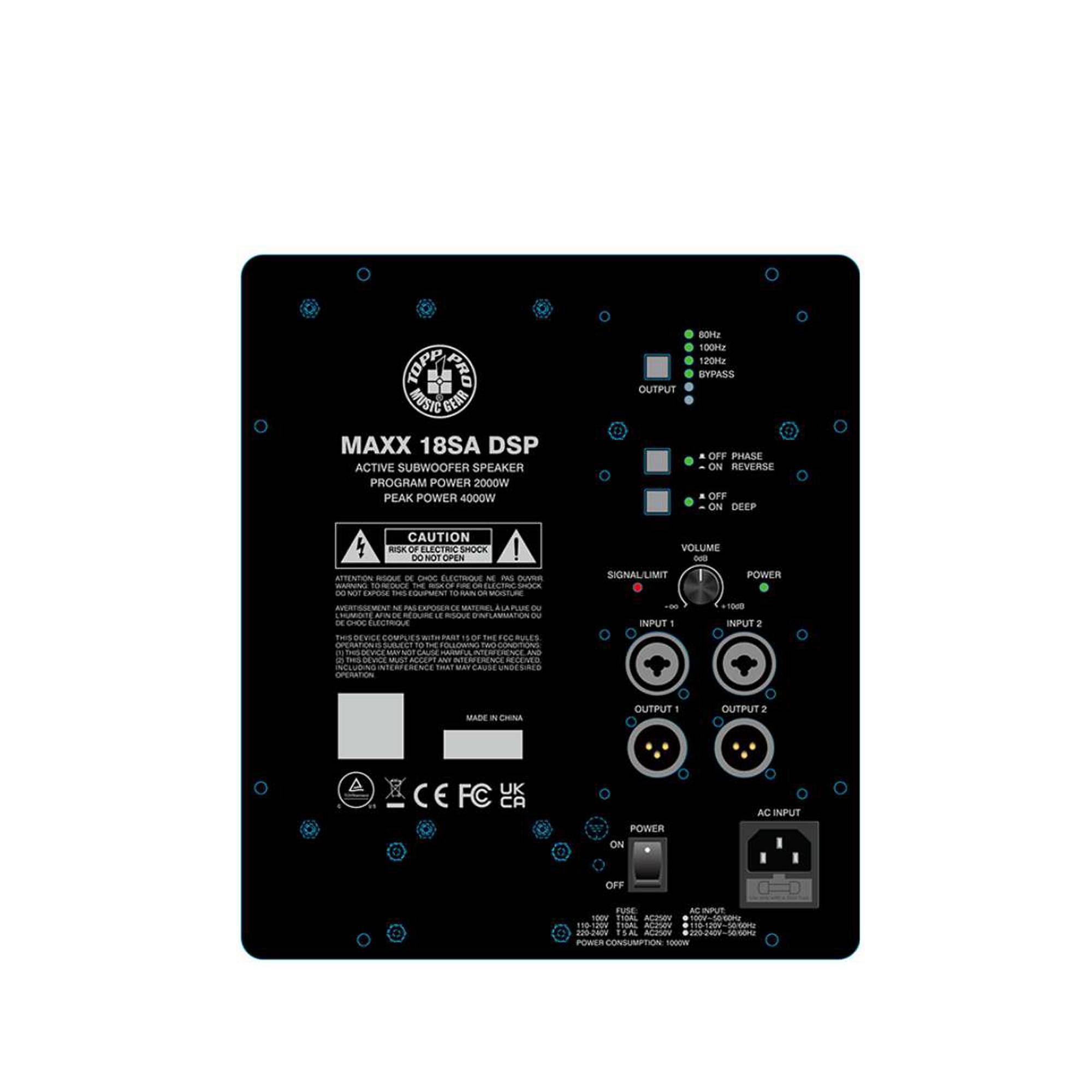 סאב-וופר אקטיבי "18 Topp Pro MAXX 18SA: עוצמת שיא של 2000W עם מעבד DSP מובנה ותיבת עץ איכותית 4 סאב וופר אקטיבי "18 Topp Pro MAXX 18SA: עוצמת שיא של 2000W עם מעבד DSP מובנה ותיבת עץ איכותית