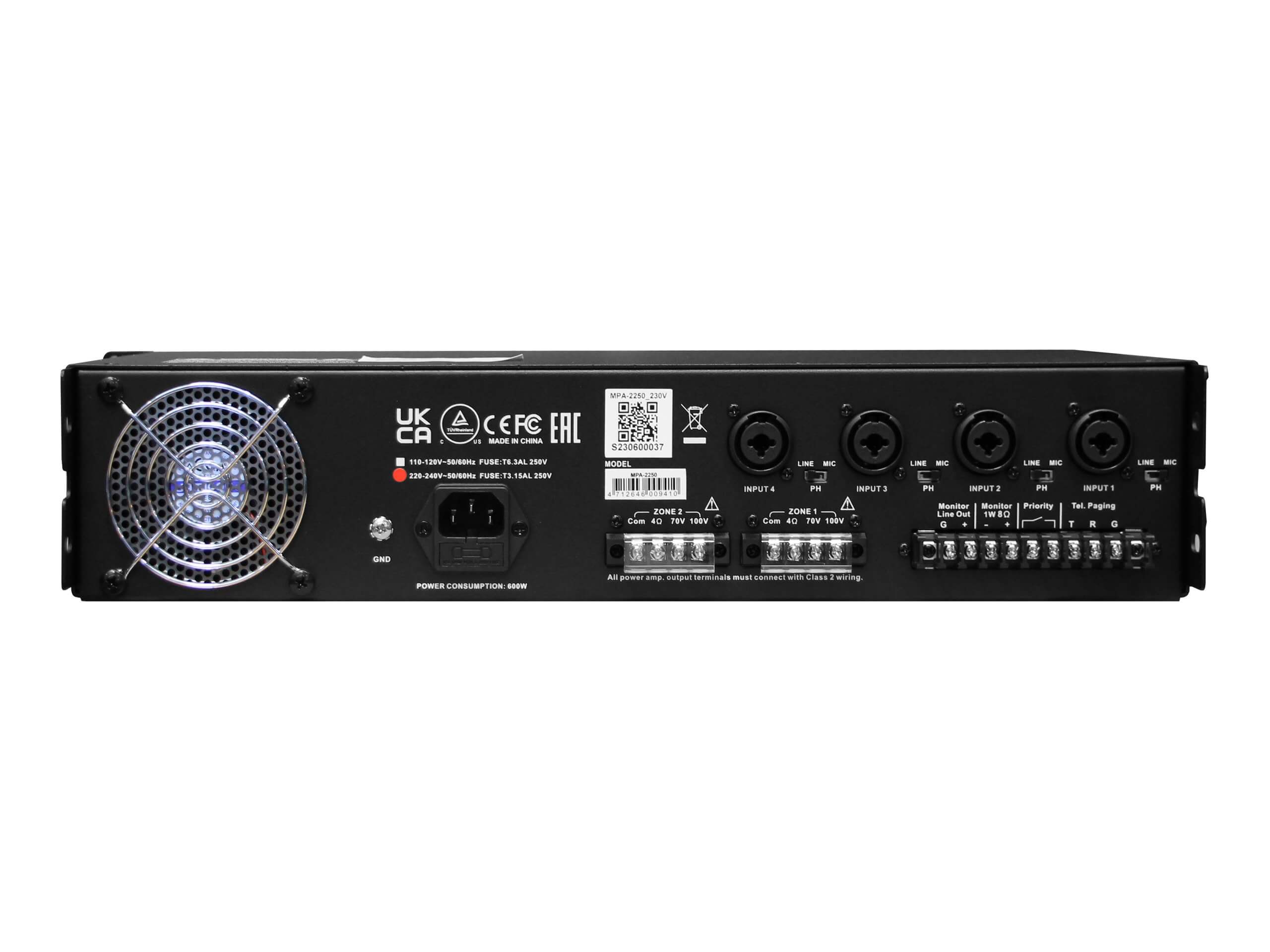 מגבר עם שנאי קו SHOW MPA-2250 MP3/BT/USB 2x250W 4 SHO MPA 2250 4.jpg