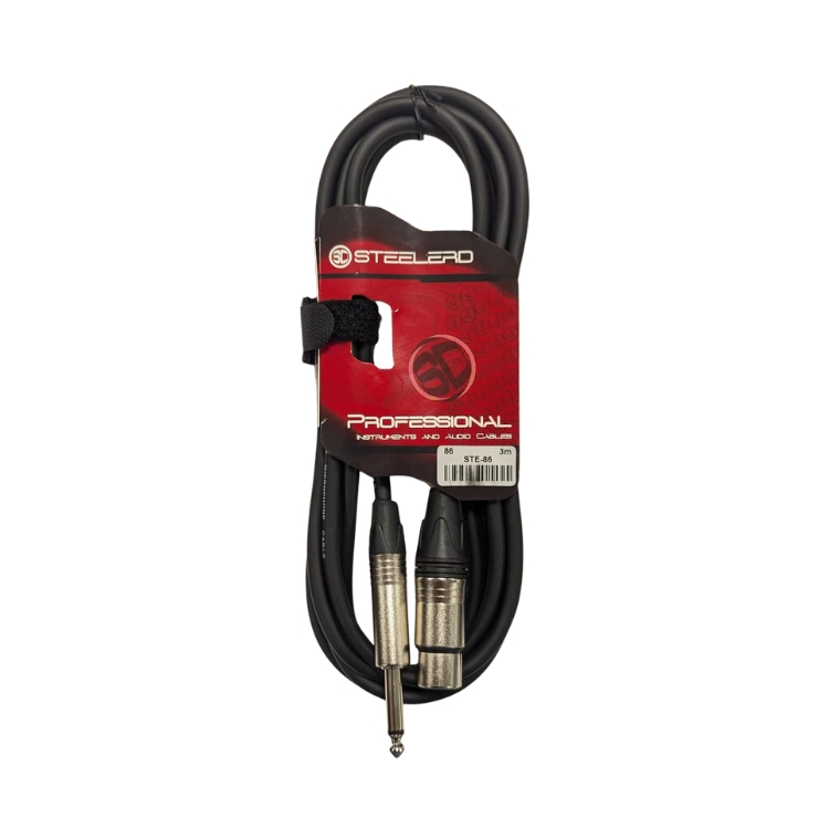 כבל XLR נקבה ל- PL 6.3 מונו באורך 3 מטר תוצרת Steelerd 2 כבל XLR נקבה ל PL 6.3 מונו באורך 3 מטר תוצרת Steelerd