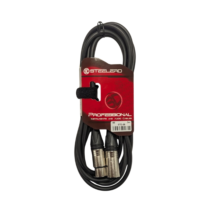 כבל XLR נקבה ל- XLR זכר באורך 3 מטר תוצרת Steelerd 2 כבל XLR נקבה ל XLR זכר באורך 3 מטר תוצרת Steelerd