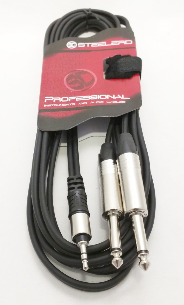 כבל PL 3.5 סטריאו ל-2 PL 6.3 מונו באורך 6 מטר תוצרת Steelerd 2 כבל PL 3.5 סטריאו ל 2 PL 6.3 מונו באורך 6 מטר תוצרת Steelerd