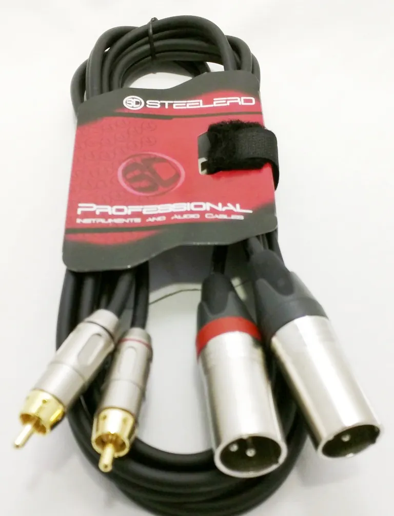 כבל 2 RCA ל 2 XLR זכר באורך 2 מטר תוצרת Steelerd 2 כבל 2 RCA ל 2 XLR זכר באורך 2 מטר תוצרת Steelerd