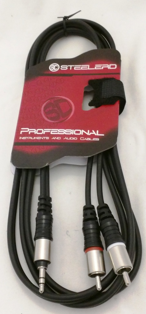 כבל PL 3.5 סטריאו ל-2 RCA באורך 5 מטר תוצרת Steelerd 2 כבל PL 3.5 סטריאו ל 2 RCA באורך 5 מטר תוצרת Steelerd