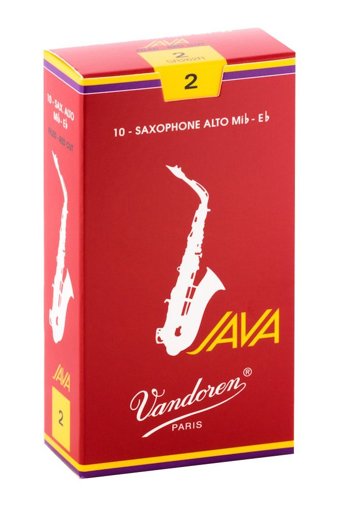 עלים לסקסופון אלט אדום Java Red Cut מספר 2 - 10 בקופסא Vandoren SR262R 2 עלים לסקסופון אלט אדום Java Red Cut מספר 2 10 בקופסא Vandoren SR262R