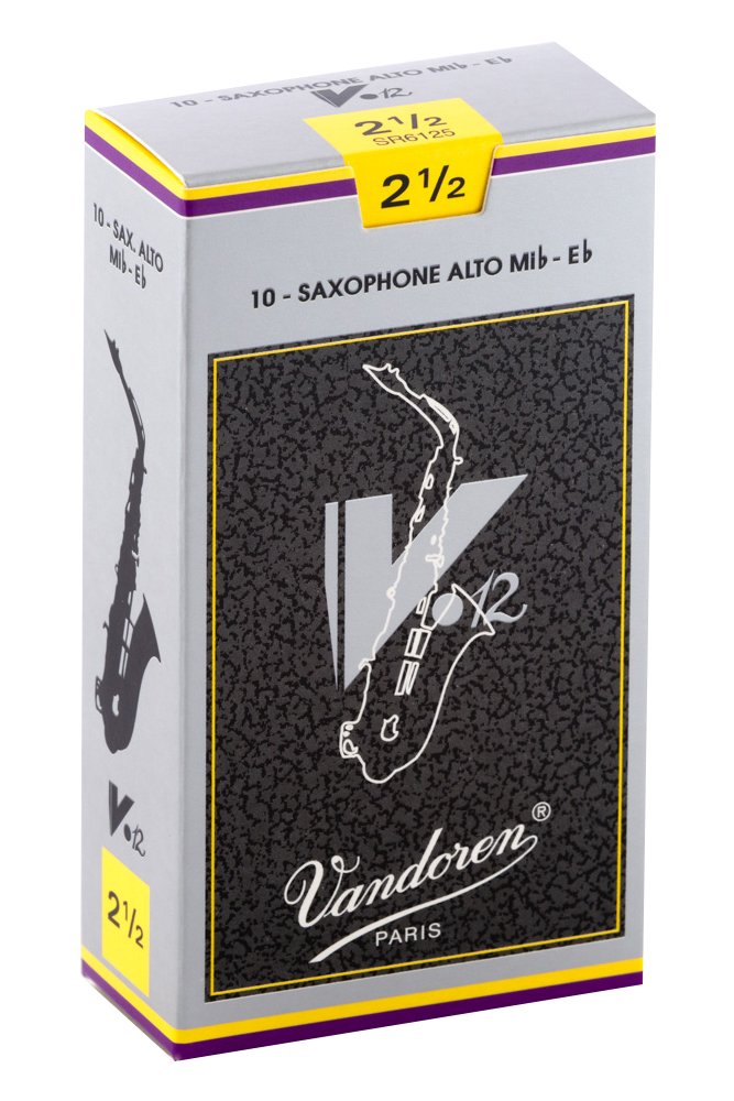 עלים לסקסופון אלט V12 מספר 2.5 - 10 בקופסא Vandoren SR6125 2 עלים לסקסופון אלט V12 מספר 2.5 10 בקופסא Vandoren SR6125