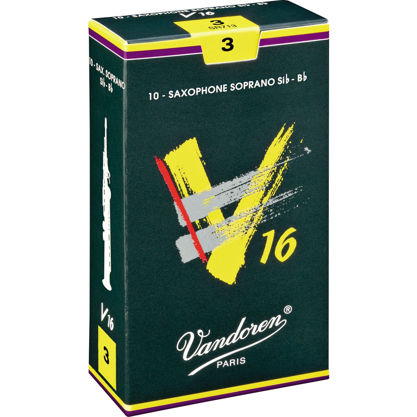 עלים לסקסופון סופרן V16 מספר 3 - 10 בקופסא Vandoren SR713 2 עלים לסקסופון סופרן V16 מספר 3 10 בקופסא Vandoren SR713