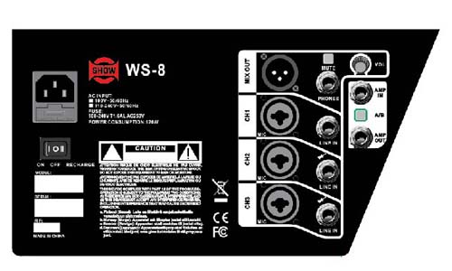 רמקול מוגבר נטען עם מיקסר SHOW WS-8i MP3/BT 240W 3 WS 8 4.jpg