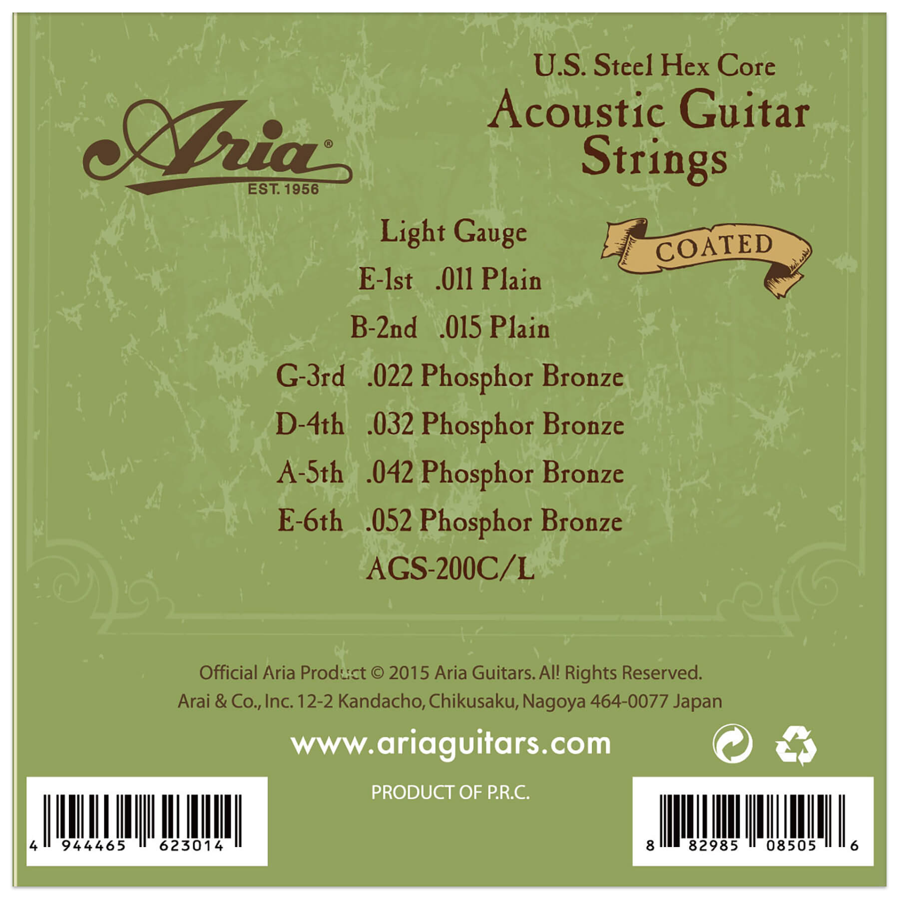 סט מיתרים עם ציפוי לגיטרה אקוסטית Aria 11-52 AGS 200XL 4 סט מיתרים עם ציפוי לגיטרה אקוסטית Aria 11 52 AGS 200XL