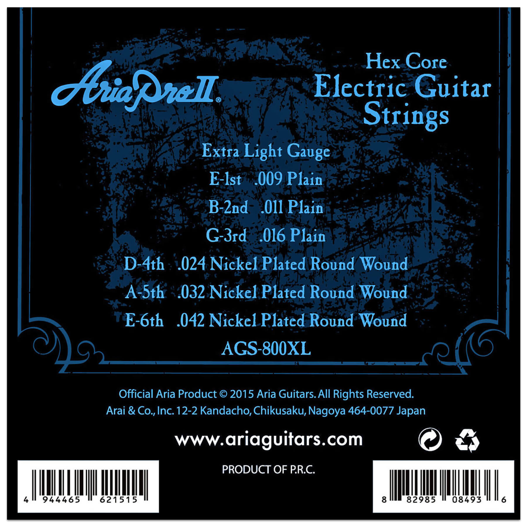 סט מיתרים לגיטרה חשמלית Aria 09-42 AGS-800XL 2 ags800xl 2 strings product 1800x1800 1750.jpg