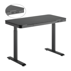 LUMI שולחן עמידה ישיבה חשמלי 1180x600mm עם 2 מצבי זכרון וטיימר עם מגירה מטען אלחוטי