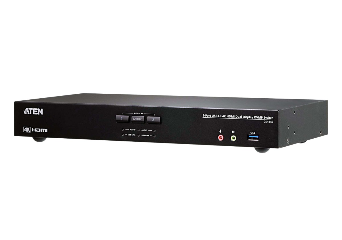 ATEN CS1842 מתג 2 פורטים USB ו HDMI 4K תצוגה כפולה 1 ATEN CS1842 מתג 2 פורטים USB ו HDMI 4K תצוגה כפולה