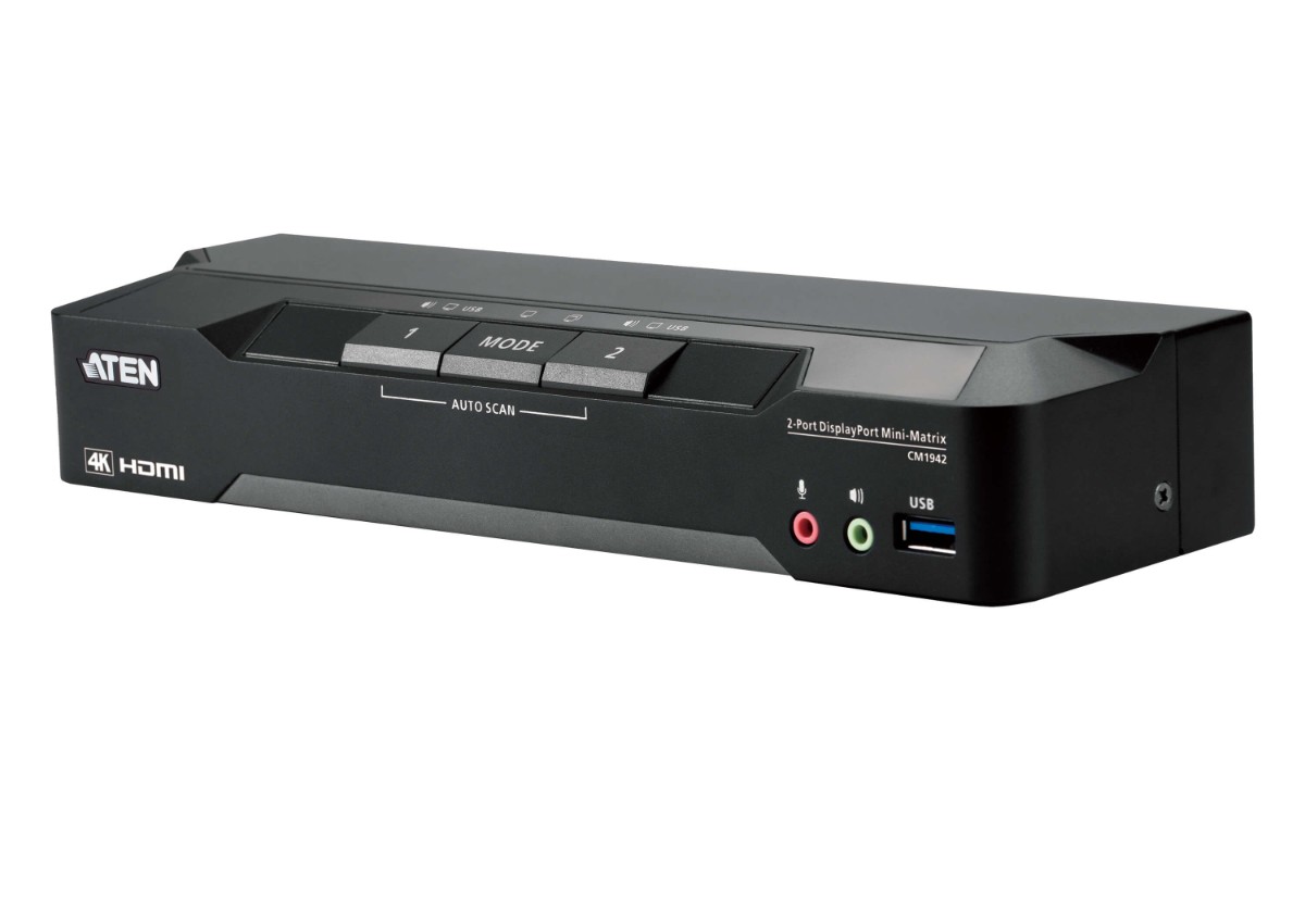 ATEN CM1942 מתג 2 פורטים DisplayPort 4K 1 ATEN CM1942 מתג 2 פורטים DisplayPort 4K