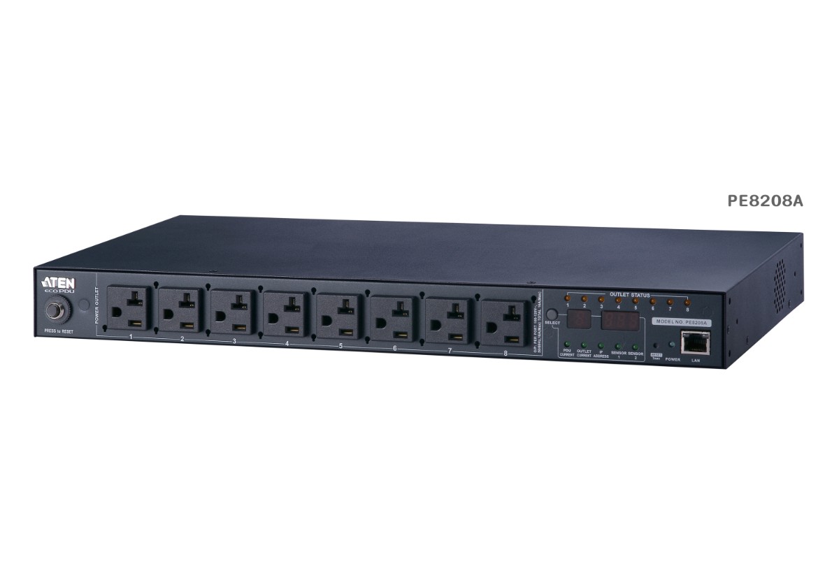 ATEN PE8208G פס חשמל נשלט 8 שקעי C13 16A כל שקע בנפרד 1 ATEN PE8208G פס חשמל נשלט 8 שקעי C13 16A כל שקע בנפרד