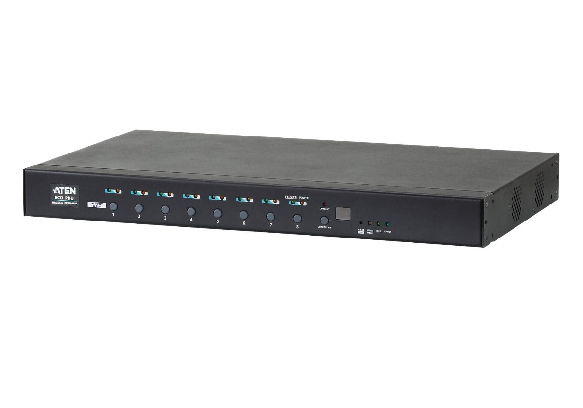 ATEN PE6208AV פס חשמל נשלט 8 שקעים C13 16A פאנל מתפרק 1 ATEN PE6208AV פס חשמל נשלט 8 שקעים C13 16A פאנל מתפרק