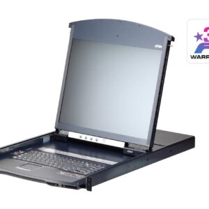 ATEN KL1108VN מסך 17 נשלף כולל KVM IP ל 8 שרתים ספק כוח כפול לכל סוגי שרתים