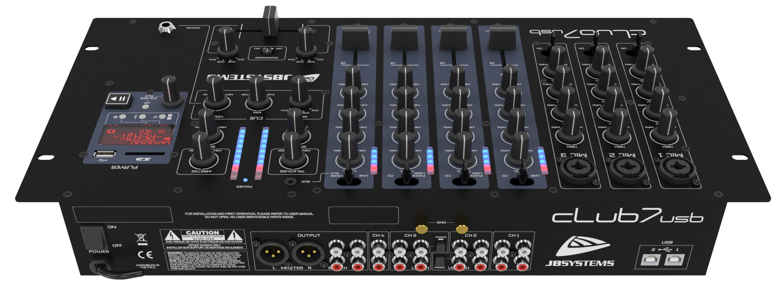 מיקסר ראק JB-Systems Club7-USB – 7 ערוצים עם נגן USB/SD מובנה (יבוא בלעדי) 2 club7 usb back 6hr.jpg