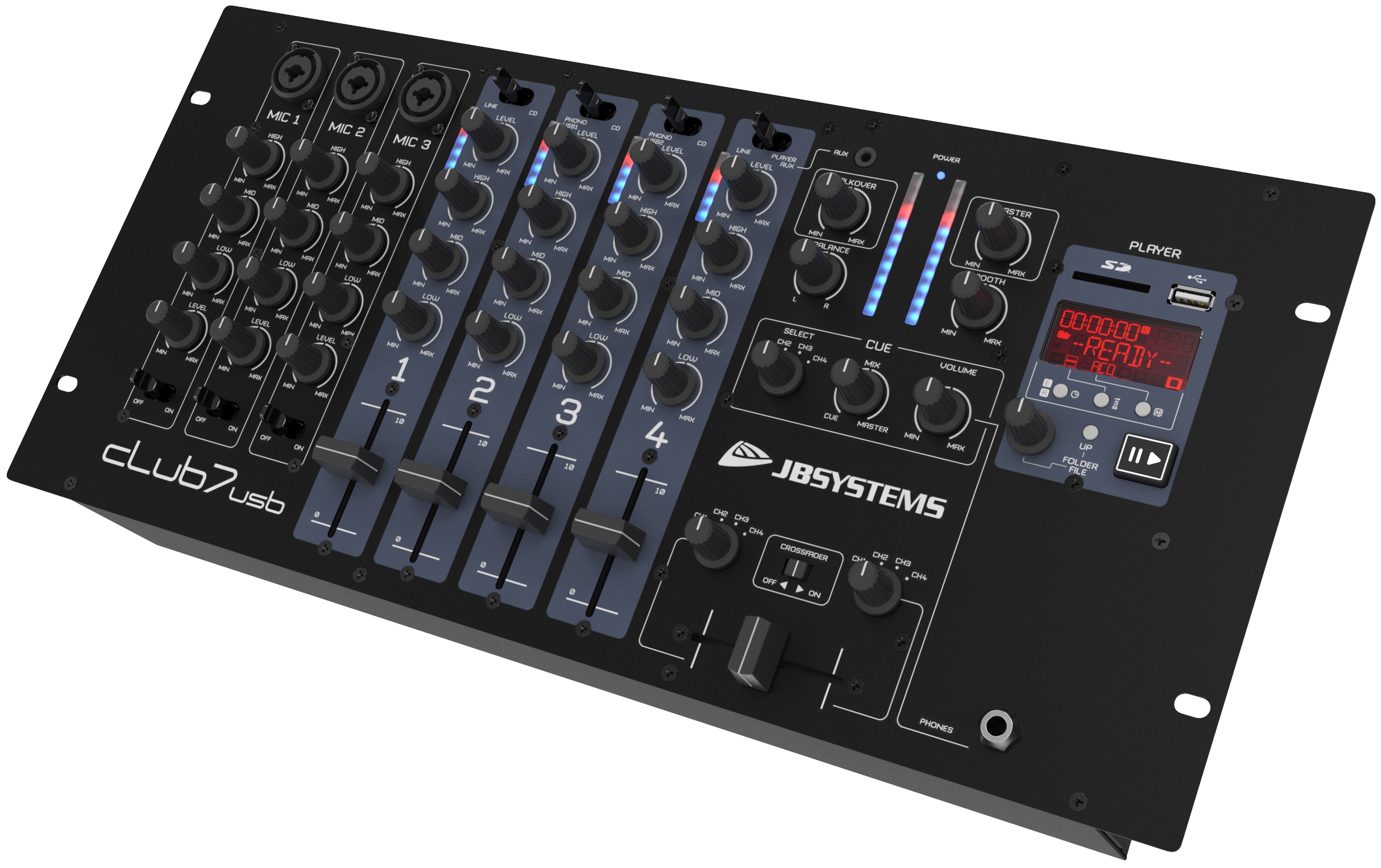 מיקסר ראק JB-Systems Club7-USB – 7 ערוצים עם נגן USB/SD מובנה (יבוא בלעדי) 4 club7 usb front 7hr.jpg