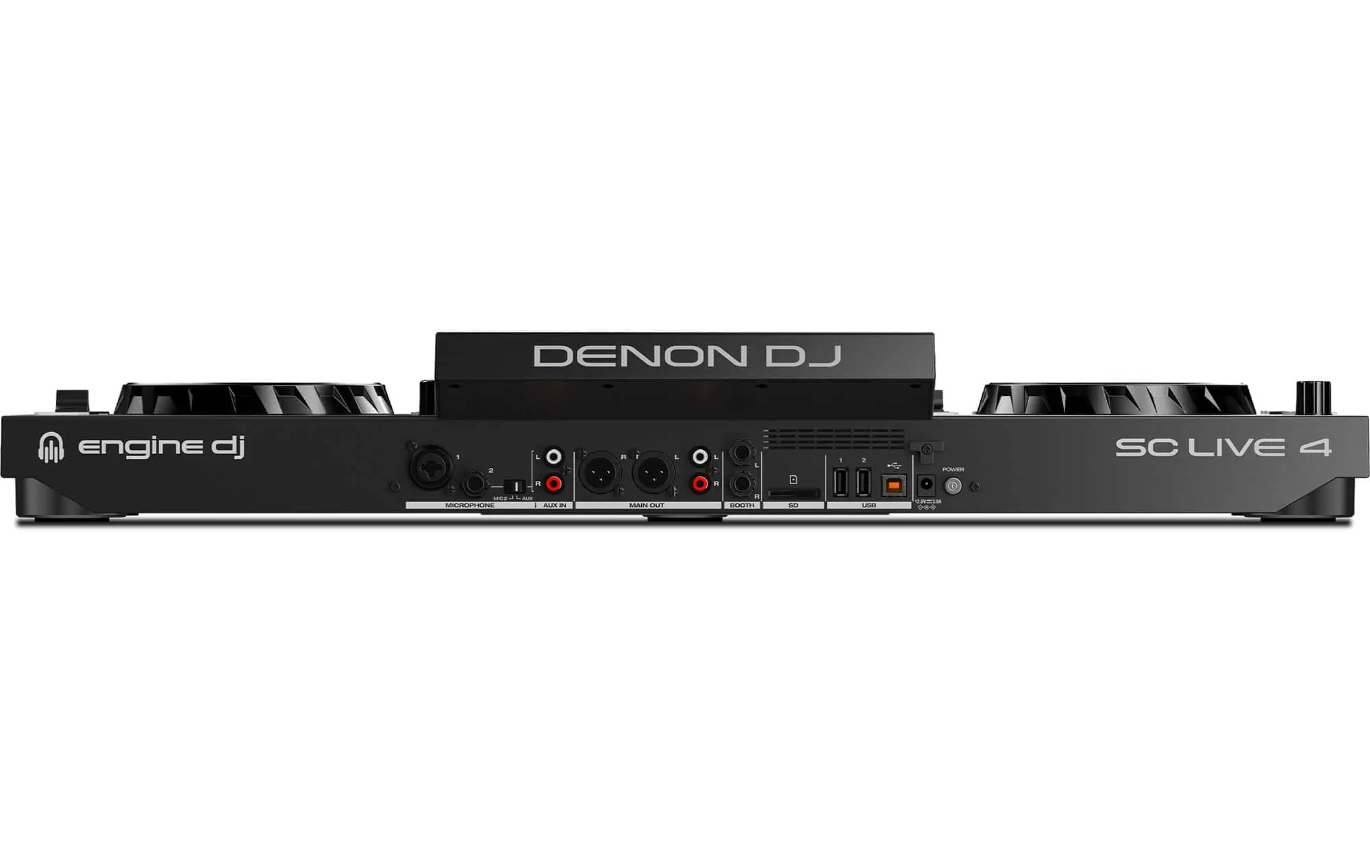 מערכת DJ עצמאית Denon DJ SC LIVE 4 – 4 ערוצים, מסך מגע 7 אינץ' ורמקולים מובנים 6 denon dj sc live 4 back view.webp