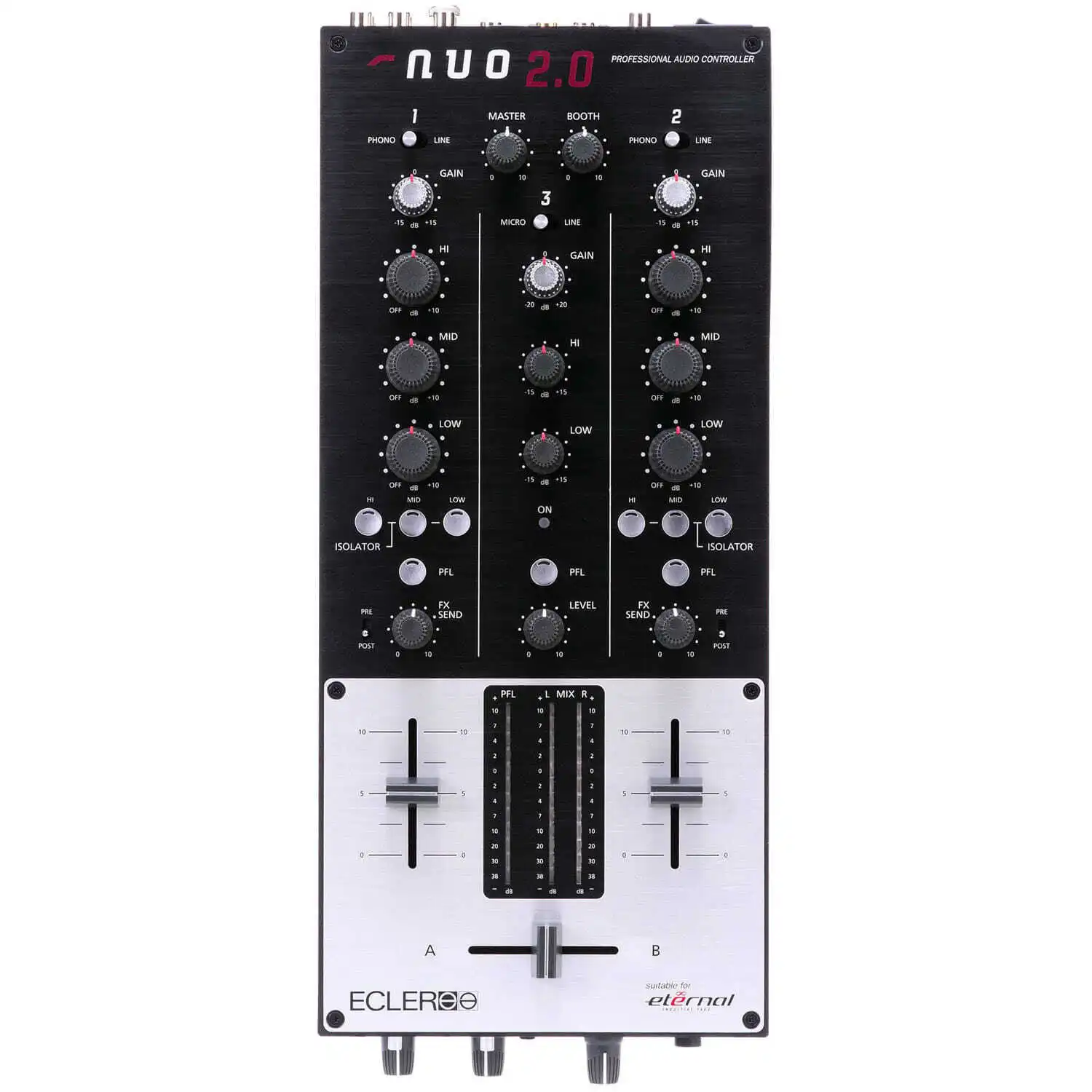 מיקסר DJ אנלוגי Ecler NUO 2.0 – 2 ערוצים עם קרוספיידר מקצועי (יבוא בלעדי) 1 ecler nuo 2 0 2 kanal dj battler mixer 1.webp