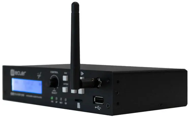 נגן מוזיקה מקצועי Ecler PLAYER ONE – סטרימינג, USB ואינטרנט רדיו לעסקים (יבוא בלעדי) 1 ecler player one angle view.webp