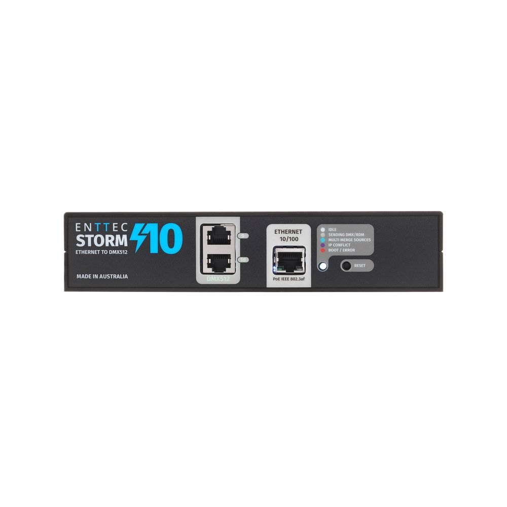 ממשק תאורה Enttec Storm 10 – שער Ethernet ל-DMX 10 יציאות 5 ממשק תאורה Enttec Storm 10 – שער Ethernet ל-DMX 10 יציאות – תמונה 5