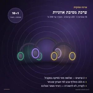 ערכת מסיבת אוזניות — 30 אוזניות LED + 3 משדרים