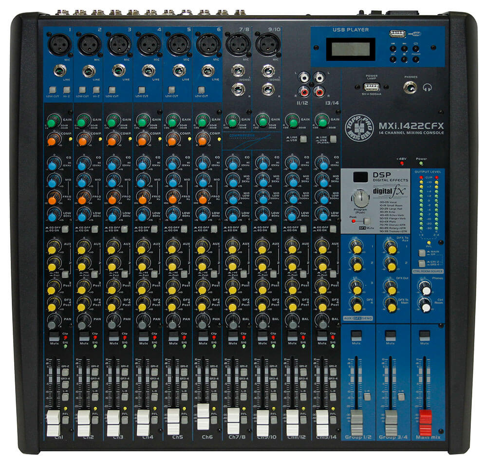 מיקסר סאונד 14 כניסות מולטי אפקט קומפרסור Topp Pro MXi.1422CFX USB### 3 מיקסר סאונד 14 כניסות מולטי אפקט קומפרסור Topp Pro MXi.1422CFX USB###