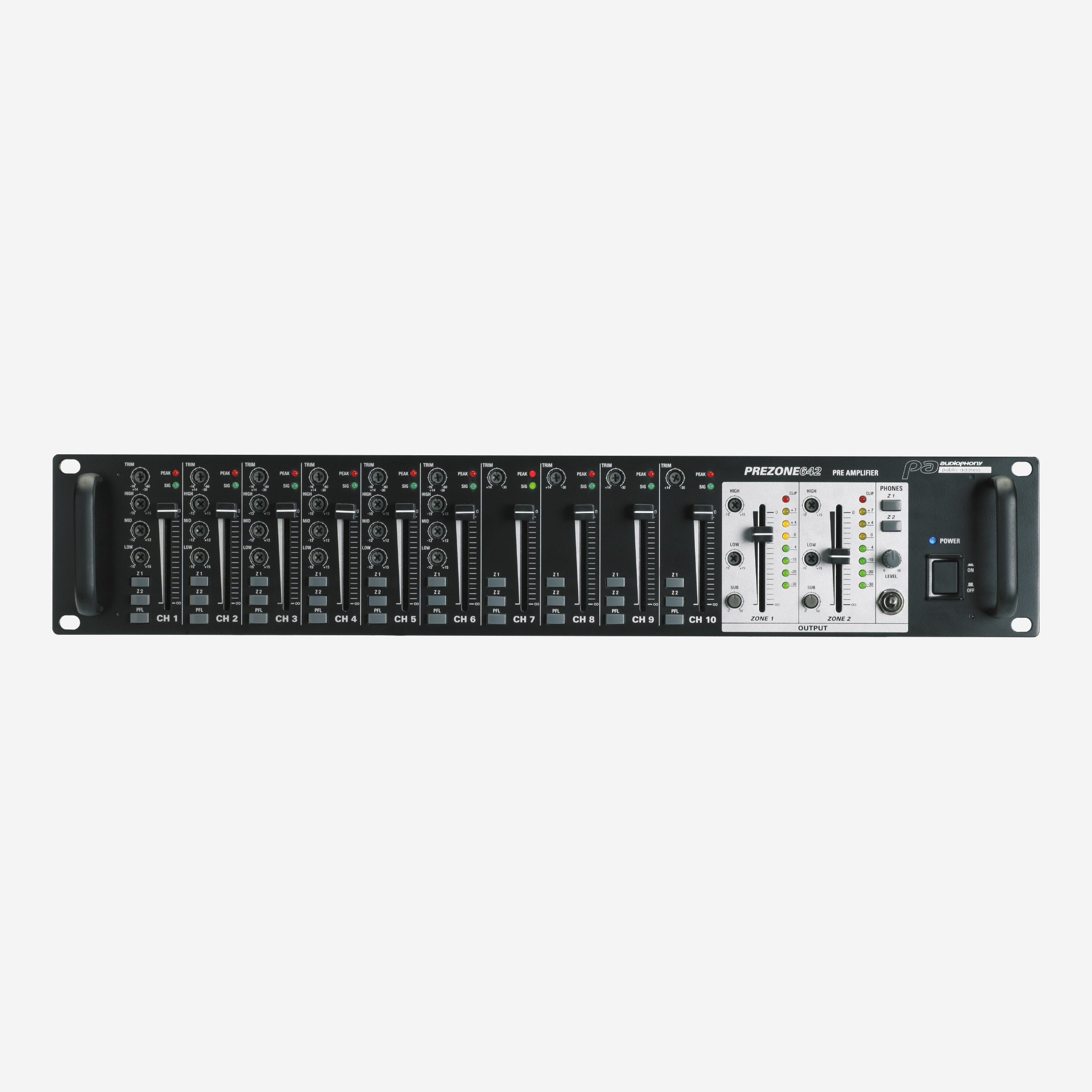 קדם מגבר אזורים Audiophony Prezone642 – 10 כניסות ו-2 אזורים עצמאיים (יבוא בלעדי) 1 prezone642.jpg