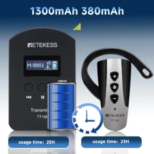מערכת הדרכה אלחוטית 2.4GHz — משדר + מקלטים לסיורים והדרכות