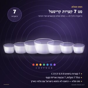 סט 7 קערות קריסטל לפי צ׳אקרות — סאונד צ׳ק