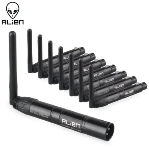 סט DMX אלחוטי 2.4G — משדר + 2 מקלטים (טווח 300 מ׳)