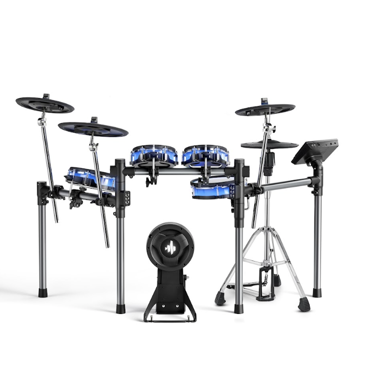 מערכת תופים אלקטרונית Donner BackBeat Pro EC7616 – פאדים מוארים, היי-האט עצמאי 12 אינץ׳ ומצילת רייד משולשת 3 Donner BackBeat Pro EC7616 – היי-האט עצמאי ומצילת רייד