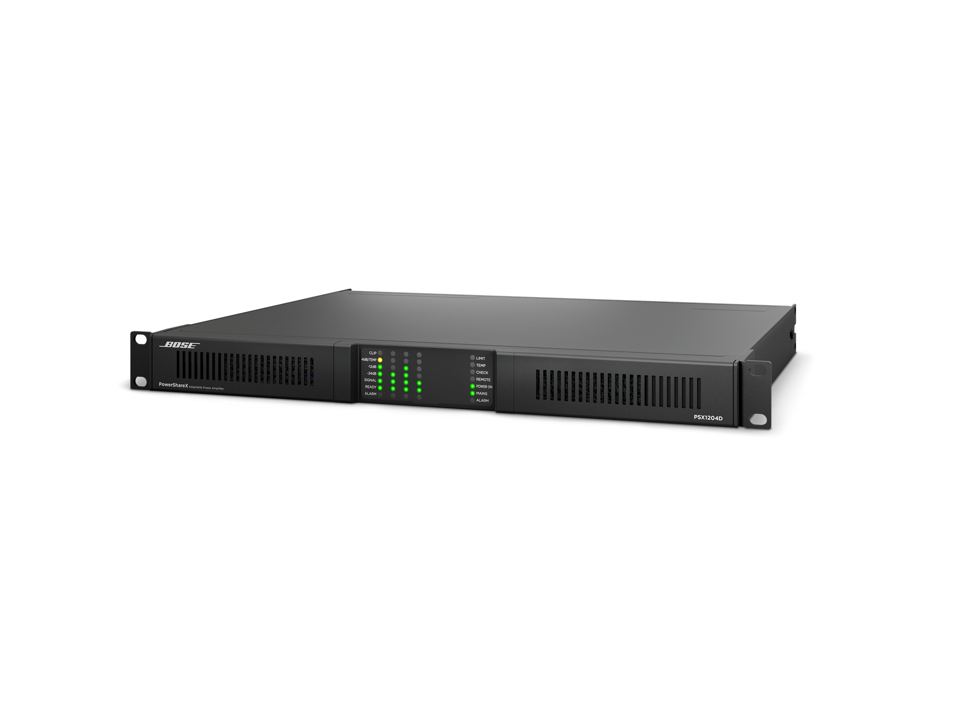 מגבר התקנות Bose PowerShareX PSX1204D – 4×300W, Dante ו-DSP 3 Bose PowerShareX PSX1204D amplifier front left view
