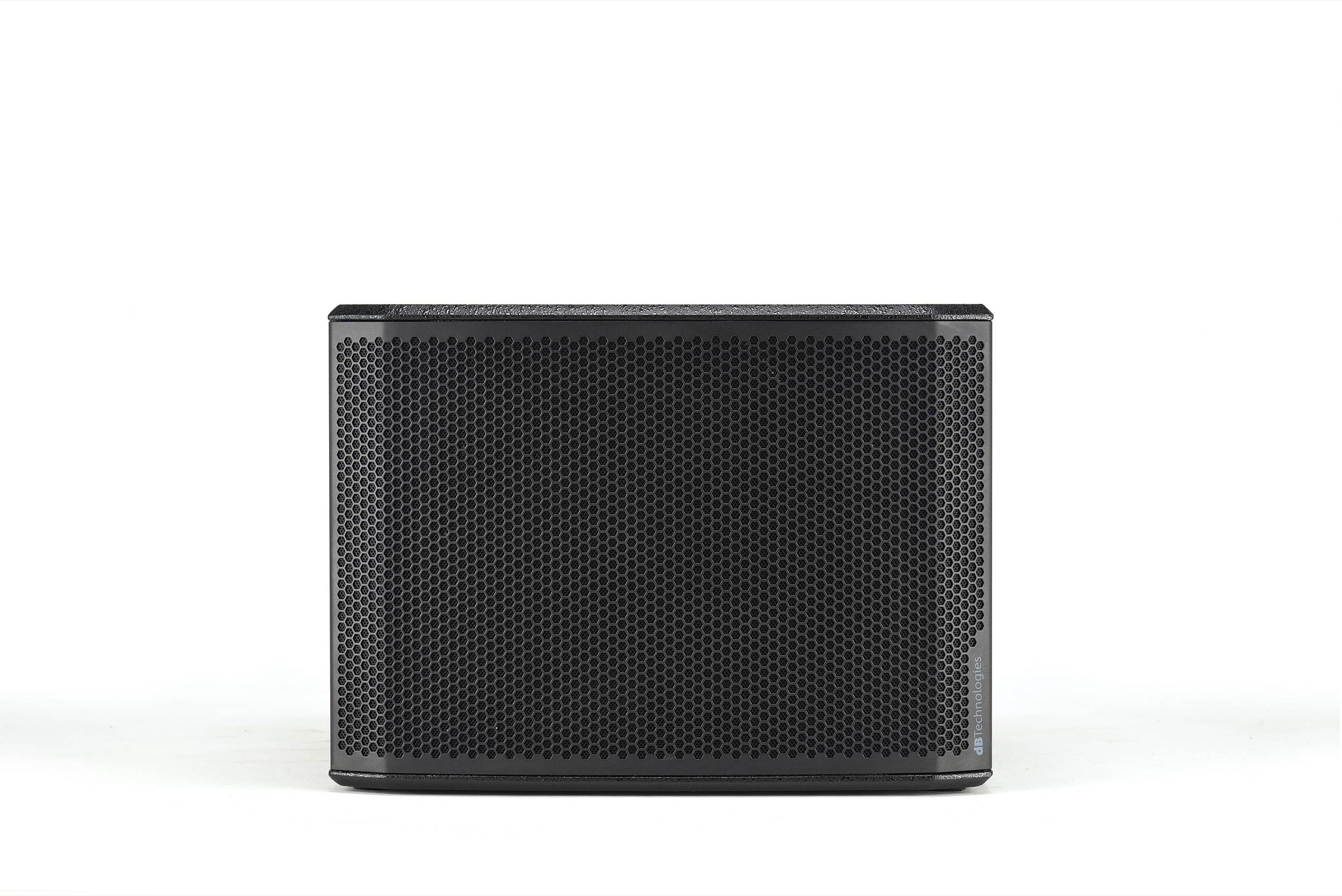 dB Technologies SUB 915 – סאב מוגבר 15 אינץ׳ 1800W עם RDNet 3 חזית הסאב dB Technologies SUB 915 עם הגריל בהעמדה אופקית