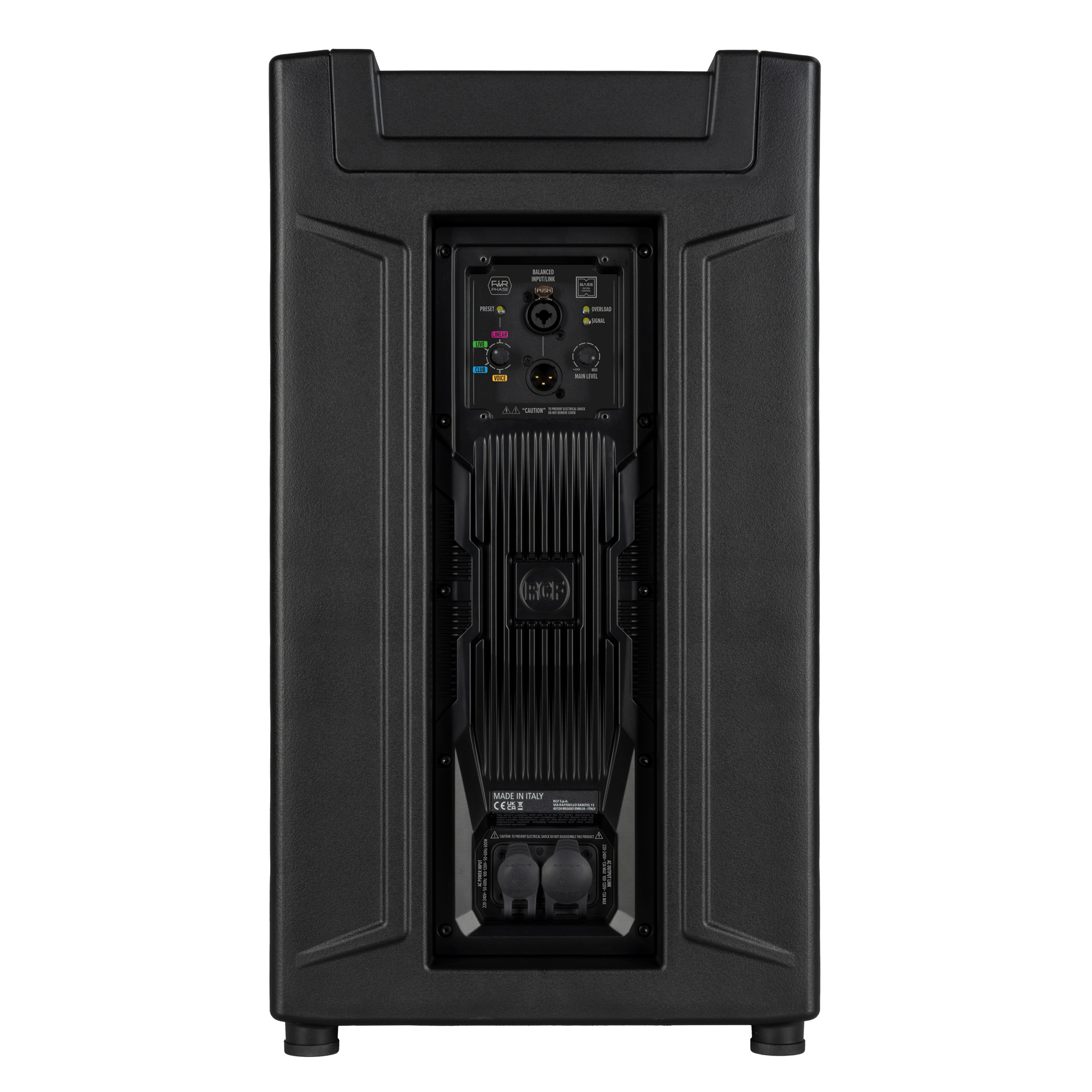 RCF EVOX J11 מערכת הגברה עמודית אקטיבית 3-Way 3500W 5 מערכת הגברה עמודית RCF EVOX J11 — גב הסאב ופתח הבס רפלקס