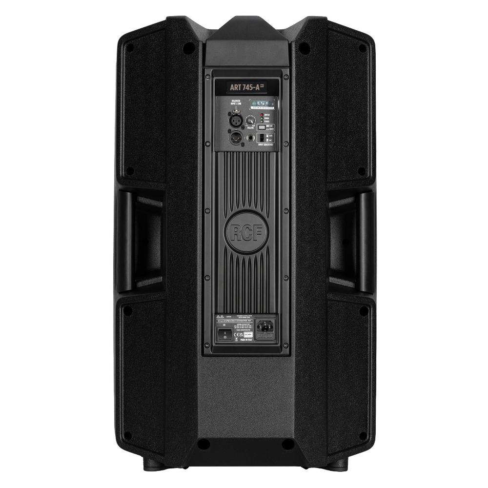 רמקול מוגבר RCF ART 745-A MK5 – 15 אינץ׳, 1400W ו‑133dB 5 RCF ART 745-A MK5 – לוח אחורי עם כניסות, יציאות ובקרות DSP
