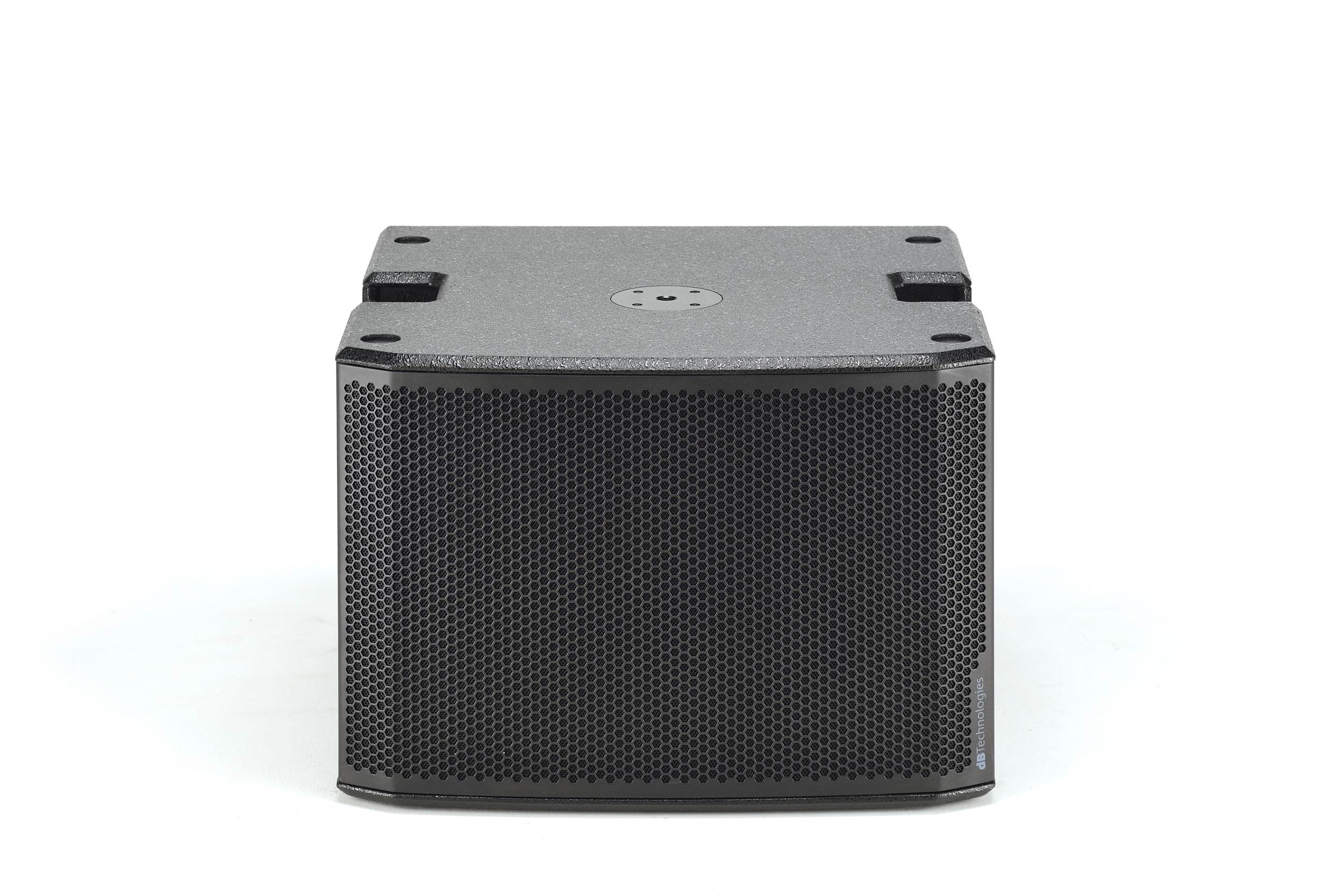 dB Technologies SUB 915 – סאב מוגבר 15 אינץ׳ 1800W עם RDNet 8 חזית dB Technologies SUB 915 בהעמדה אנכית עם תושבת M20 עליונה