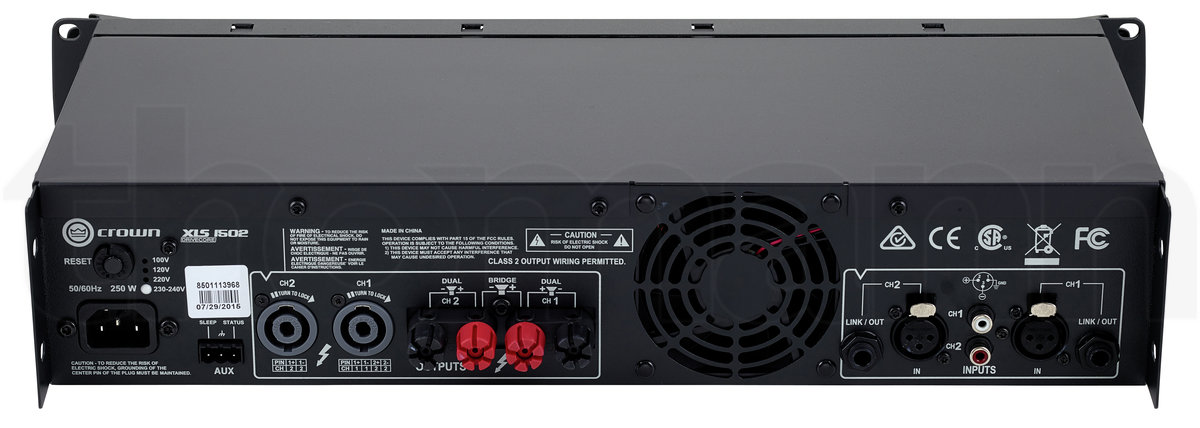 מגבר הספק Crown XLS 1502 – 2×525W ב-4Ω, Class D עם DSP 4 Crown XLS 1502 – תמונת מוצר 4