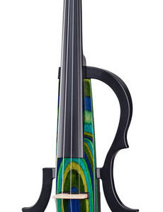 כינור חשמלי Harley Benton HBV 990GBY 4/4 – ירוק-כחול-צהוב, פיקאפ אקטיבי, ערכה מלאה
