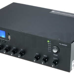 מגבר כריזה 100V עם DAB+ ו-Bluetooth Monacor PA-806DAP – 60W